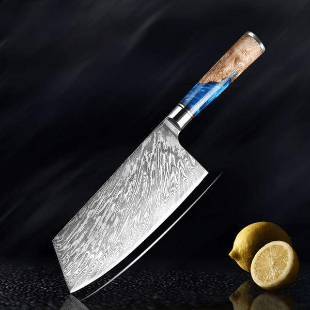 Japanese Damascus Steel Kitchen Knife Set With Resin Handle