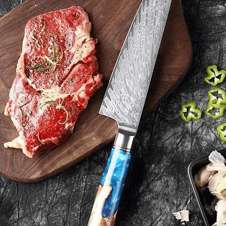 Japanese Damascus Steel Kitchen Knife Set With Resin Handle