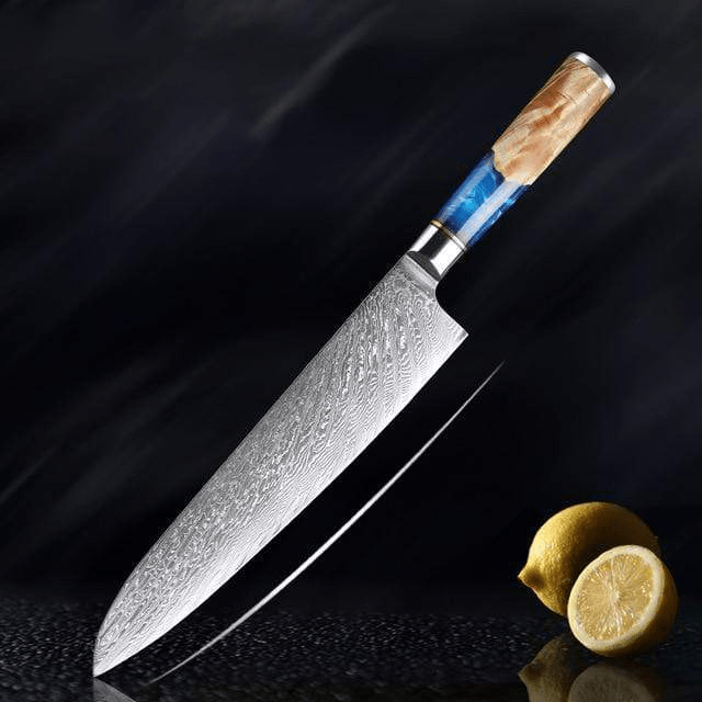 Japanese Damascus Steel Kitchen Knife Set With Resin Handle