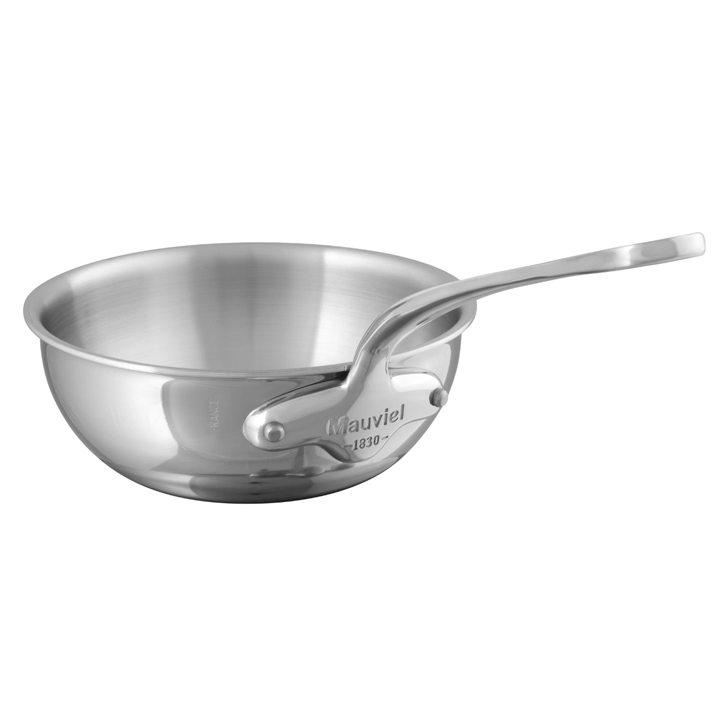 Close-up of Mauviel M'Cook Curved Splay Saute Pan's premium material