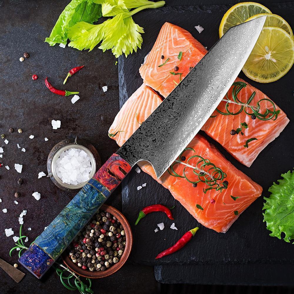 Japanese Chef Knife - Damascus Steel Blade